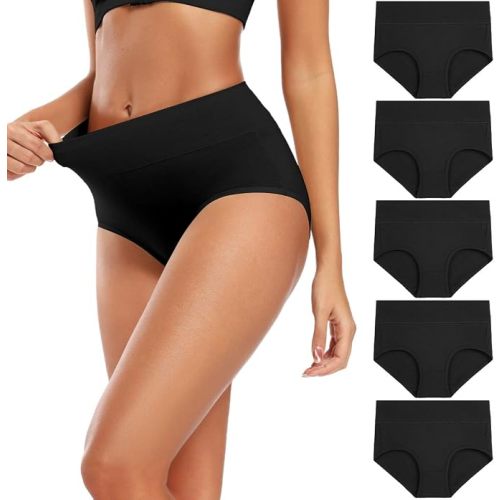 Molasus Women's Cotton Underwear High Waisted Full Coverage Ladies Panties (Regular & Plus Size)