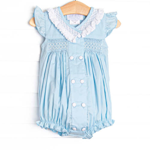 Bleu: Collins Smocked Bubble, Blue Pique – Stitchy Fish