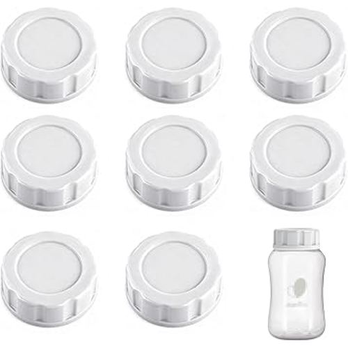 8Pcs Baby Bottle Caps Travel Bottle Caps Compatible with Evenflo Bottles, Spill-Proof, Leak-Resistant, Easy-to-Clean, Travel and Storage Bottle Lids Replacement (White)
