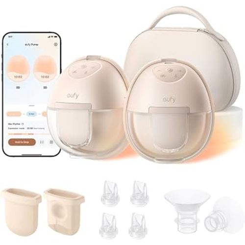 eufy Heated Wearable Breast Pump S1 Pro with Original Diaphragm (2-Pack), Original Duckbill Valvue (4-Pack) and Security Original 15mm Sizing Inserts (2-Pack), Slim Hands-Free Breast Pump