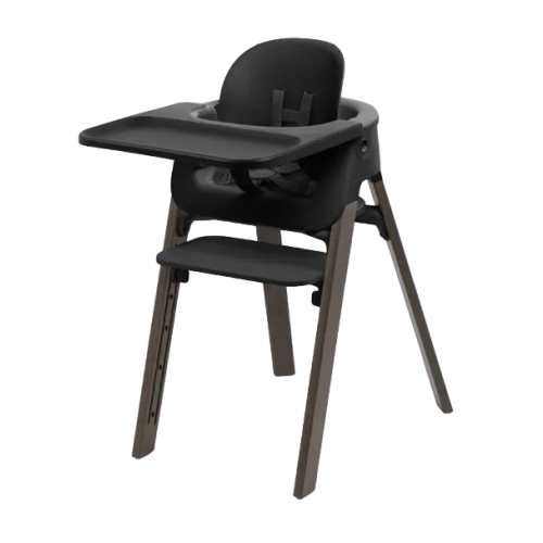 Stokke Steps High Chair, Black Seat with Bamboo Warm Brown Legs