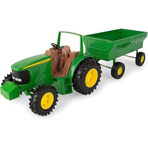 John Deere Kids Tractor Wagon Set - 8 Inch Toy Tractors for Toddlers Ages 3 and Up