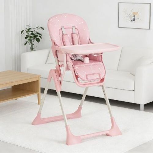 COZONY Baby High Chair, Foldable Adjustable Feeding Chair with Removable Tray, Height & Recline Settings for Toddlers