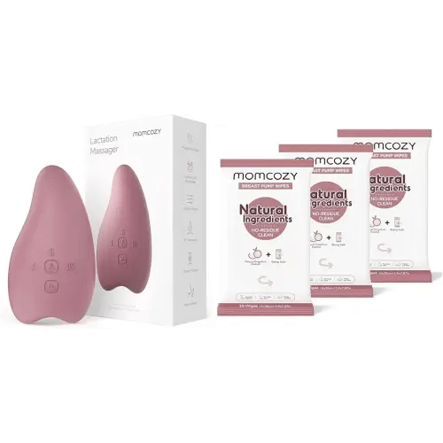 Momcozy Warming Lactation Massager & Breast Pump Wipes 30 Count (Pack of 3)
