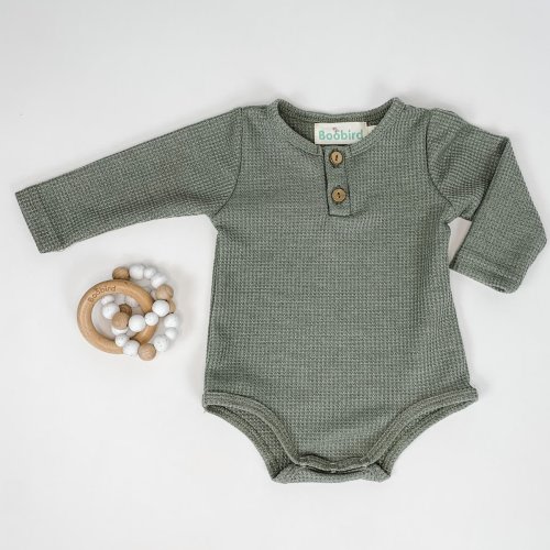 Henley Waffle Bodysuit - Olive