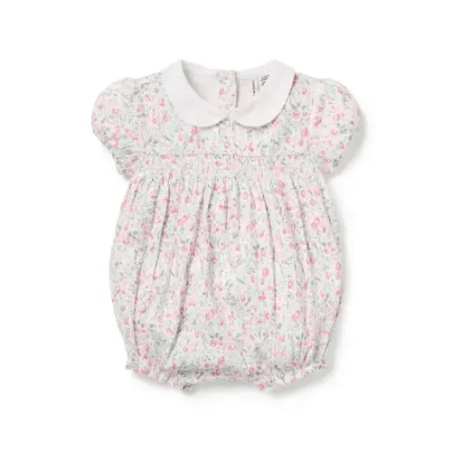 Baby White Floral Baby Floral Pointelle Smocked Romper by Janie and Jack