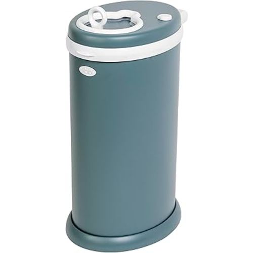 Ubbi Stainless Steel Diaper Pail, Odor Locking, No Special Bag Required, Award-Winning, Registry Must-Have, Open Water