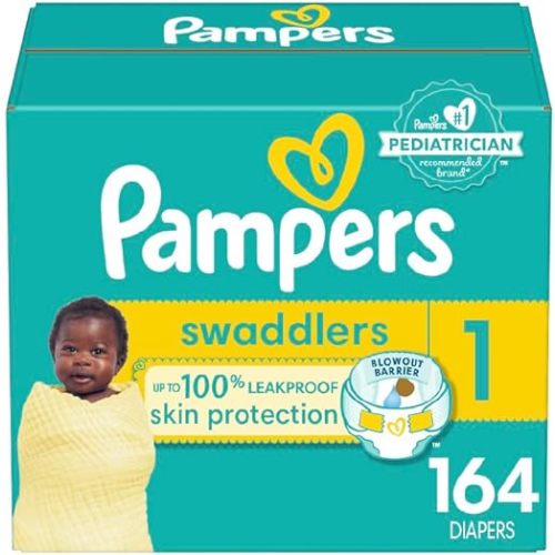 Pampers Baby Diapers - Swaddlers - Size 1, 164 Count, Ultra Absorbent Disposable Infant Diaper