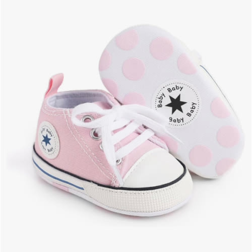 Unisex Baby Girls Boys Canvas High-top Shoes, Newborn Infant Anti-Slip Soft Sole Frist Walking Breathable Sneakers