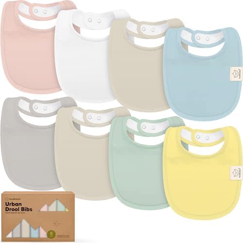 8-Pack Organic Baby Bibs for Boys, Girls - Soft Cotton Drooling and Teething Bibs for Baby Girl & Boy
