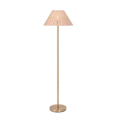 Décor Living Bali 1-Light Boho Floor Lamp with Rattan Shade, 61” Height, Weighted Base, for Living Room, Bedroom, Study, Office