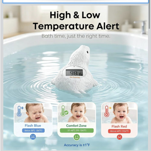 Doli Yearning Upgrade Baby Bath Thermometer Room Temperature| Water Thermometer|Kids' Bathroom Safety Products| Baby Bath(Seal Shape)℃/℉, LCD