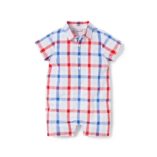 Newborn White Plaid Romper by Janie and Jack 3-6 mo