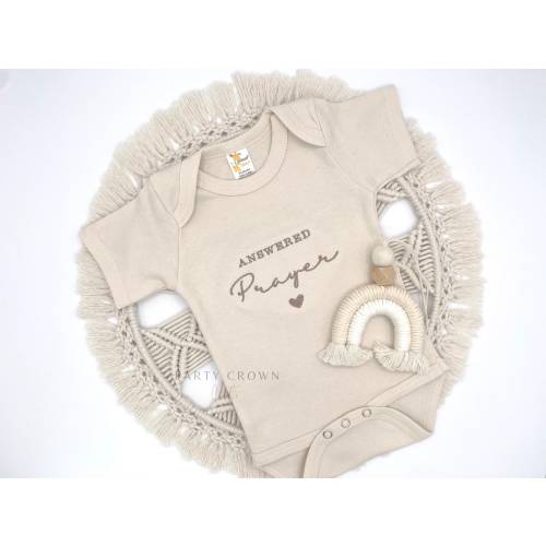 Embroidered Answered Prayer Bodysuit • Pregnancy Announcement • We have Prayed • Pregnancy Reveal • Heaven Sent Miracle Baby IVF 22