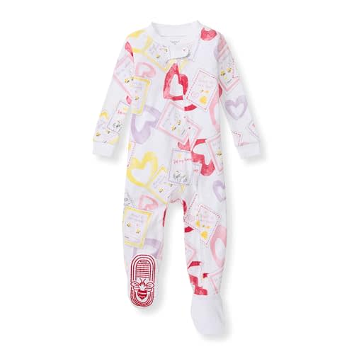 Burt's Bees Baby Girls' Pajamas, Zip Front Non-slip Footed Pjs, 100% Organic Cotton and Toddler Sleepers
