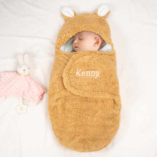 Personalized Bunny Baby Swaddle Infant Sleeping Bag Blanket with Embroidery Name Holiday Costume Baby Shower Gift for Newborn - CALLIE