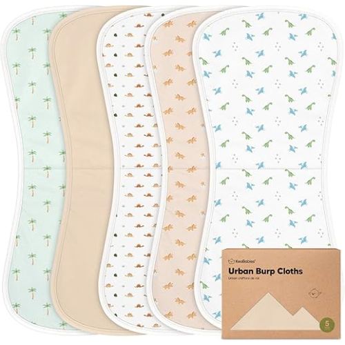 Organic Burp Cloths Baby Boy & Girl, 5-pack Cotton Burp Rags (Roarsome)