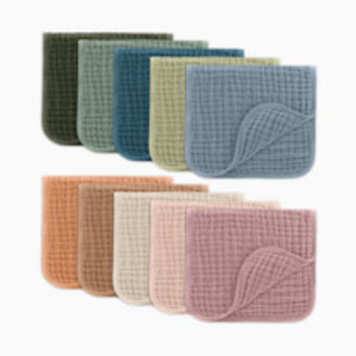 Comfy Cubs 6-Layer Muslin Burp Cloths Set (10 Pack) - Multicolor