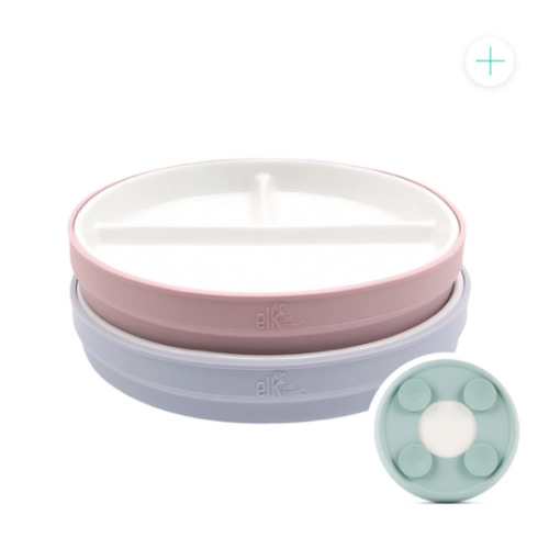 7.8"/20cm Porcelain White Divided Plates with Silicone Suction Sleeves