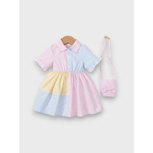 2 Pc Baby Girl Colorblock Shirt Dress