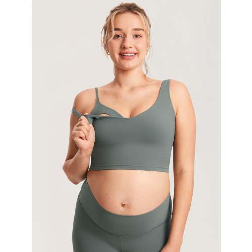 MOMANDA Women's Natrelax® Nursing Crop Tank Top - V Neck