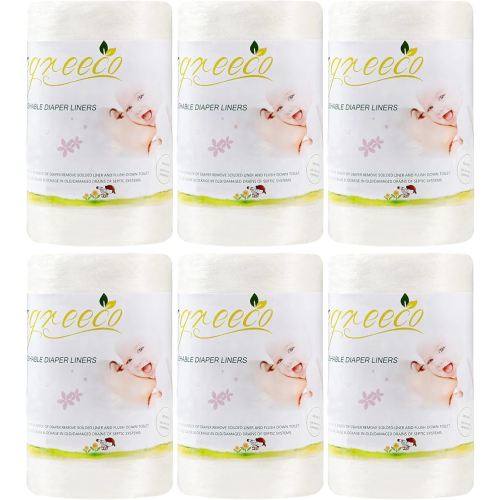 wegreeco Cloth Diaper Liners - Unscented Diaper Liners, Fragance Free Cloth Diaper Liners - 100 Sheets Per Roll (6 Roll)