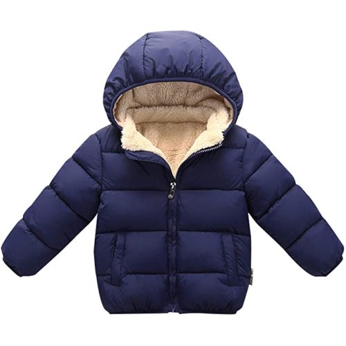 Happy Cherry Toddler Down Jacket Removable Hooded Windproof Snow Winter Coat Outwear - Dark Blue