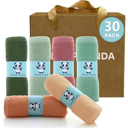 HIPHOP PANDA Soft Baby Washcloths, 2-Layer, 30 Pack Newborn Gift Set