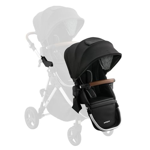 Mockingbird 2nd Seat Kit 3.0 - Compatible with Mockingbird Single-to-Double Strollers - Seat Expansion - Includes Expansion Adapters - Black Windowpane
