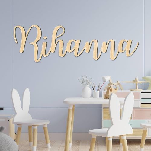 Custom Wooden Baby Name Sign - Personalized Name Signs for Nursery Wall Decor - Wooden Name Signs for Kids Room - Perfect Baby Shower Gift - Nursery Name Sign for Boys & Girls (First Name)