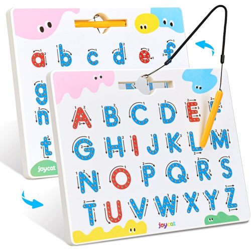 2-in-1 Magnetic Letter Tracing Board – Double-Sided ABC Magnets & Pop-Up Bead Sensory Toy
