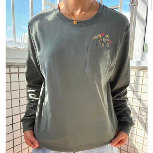 Floral Pocket Long-Sleeve Breastfeeding T-Shirt