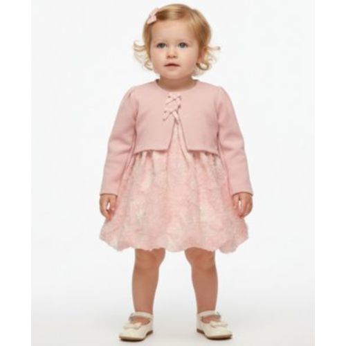 Baby Girls' Bonaz Short-Sleeve Dress and Cardigan, 2-Piece Set