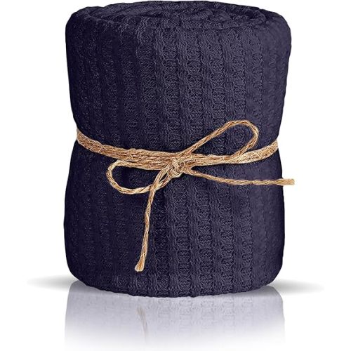 Baby Wrap. Set of 3 Newborn Photography Wraps. Baby Swaddle or Blanket for Newborn Photography Props. Waffle Knit Baby Wraps. Baby Photoshoot Props for Boy or Girl. (Navy)
