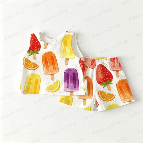 Baby Toddler Ice Cream Fruit Top and Shorts 2-piece Set