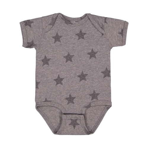 Unisex Baby Infant Star Pattern Combed Ringspun Cotton Five Star One Piece Lap Shoulder Bodysuit-Granite Heather Star Print-Newborn