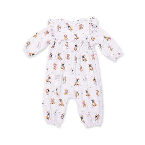 Ruffle Sleeve Romper, Bestie Dogs Pink