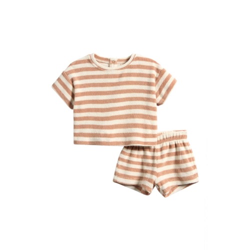 Stripe Terry T-Shirt & Shorts Set