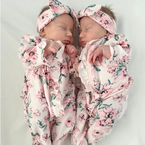 Dream Floral 2-Way-Zip Footed One-Piece and Headband