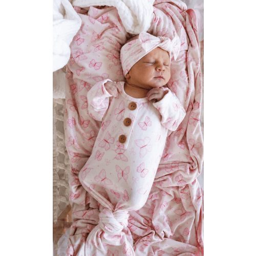 [NEWBORN] Baby Knot Gown & Hat Set | Blooming Butterflies