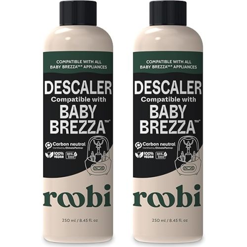 Roobi Descaling Solution Compatible with Baby Brezza. Specially Formulated to Clean & Descale Baby Appliances. Up to 2 Uses per Bottle, 2 Pack. Carbon Neutral.