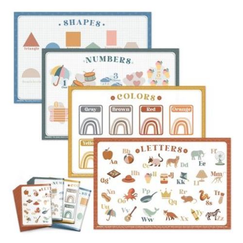 Aoibox Disposable Placemats for Toddlers, 40 Pack Sticky Baby Placemat for Restaurants, Dining Table, Party, Travel with Fun Educational Designs