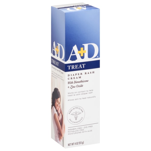 A+D Treat Diaper Rash Cream, With Dimethicone + Zinc Oxide