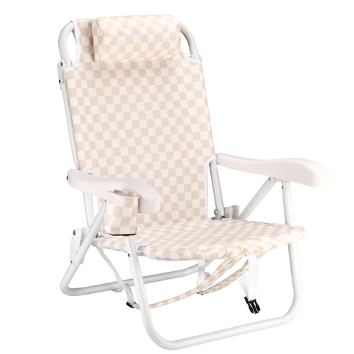 Checker Backpack Reclining Beach Chair Sand
