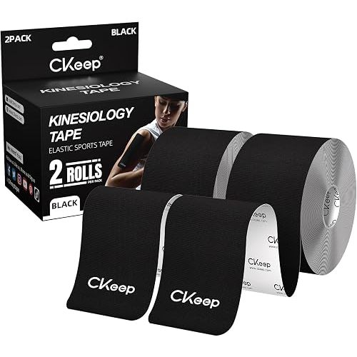 CKeep Kinesiology Tape, Uncut Premium Elastic Athletic Tape 2 Rolls, Black