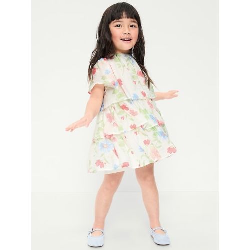 Short-Sleeve Tiered Swing Dress for Toddler Girls