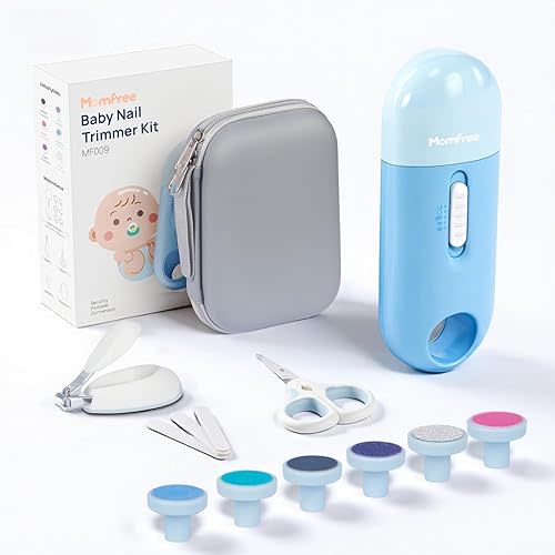 Baby Nail File Electric, 4-in-1 Battery Powered Baby Nail Trimmer Electric with Storage Case & Night Light for Newborn to Toddler, Nail Clipper/Scissor Nail Care Set for Toenails and Fingernails
