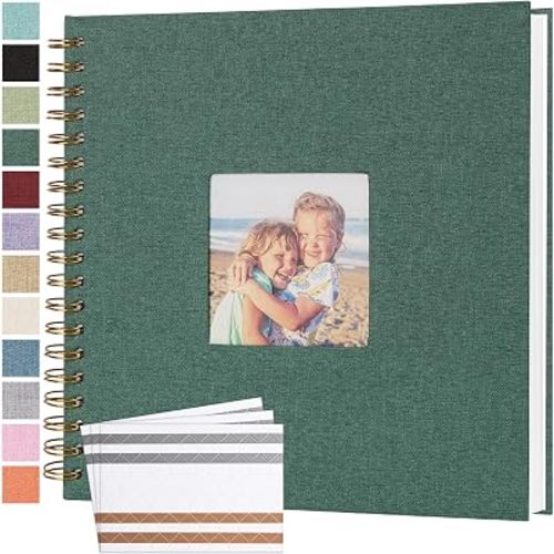 Scrapbook Photo Album Linen Cover 10x10 Inches 80 Pages Green