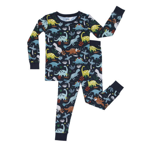 Navy Jurassic Jungle Two-Piece Pajama Set - Little Sleepies