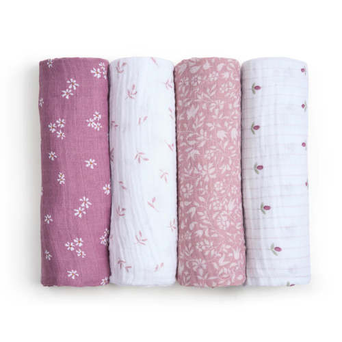 Heritage Floral Organic 4-Pack Muslin Swaddles